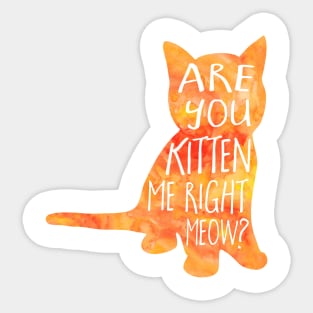 Are you KITTEN me right meow? Kitten pun Sticker